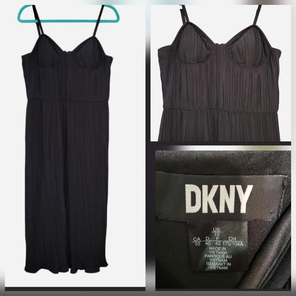 DKNY Women's 10 Black Semi Formal Bustier Midi Dress